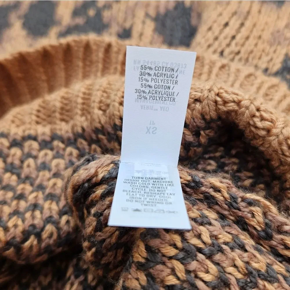 Aerie Animal Print Oversized Long Sleeve Crew Neck Sweater Size XS